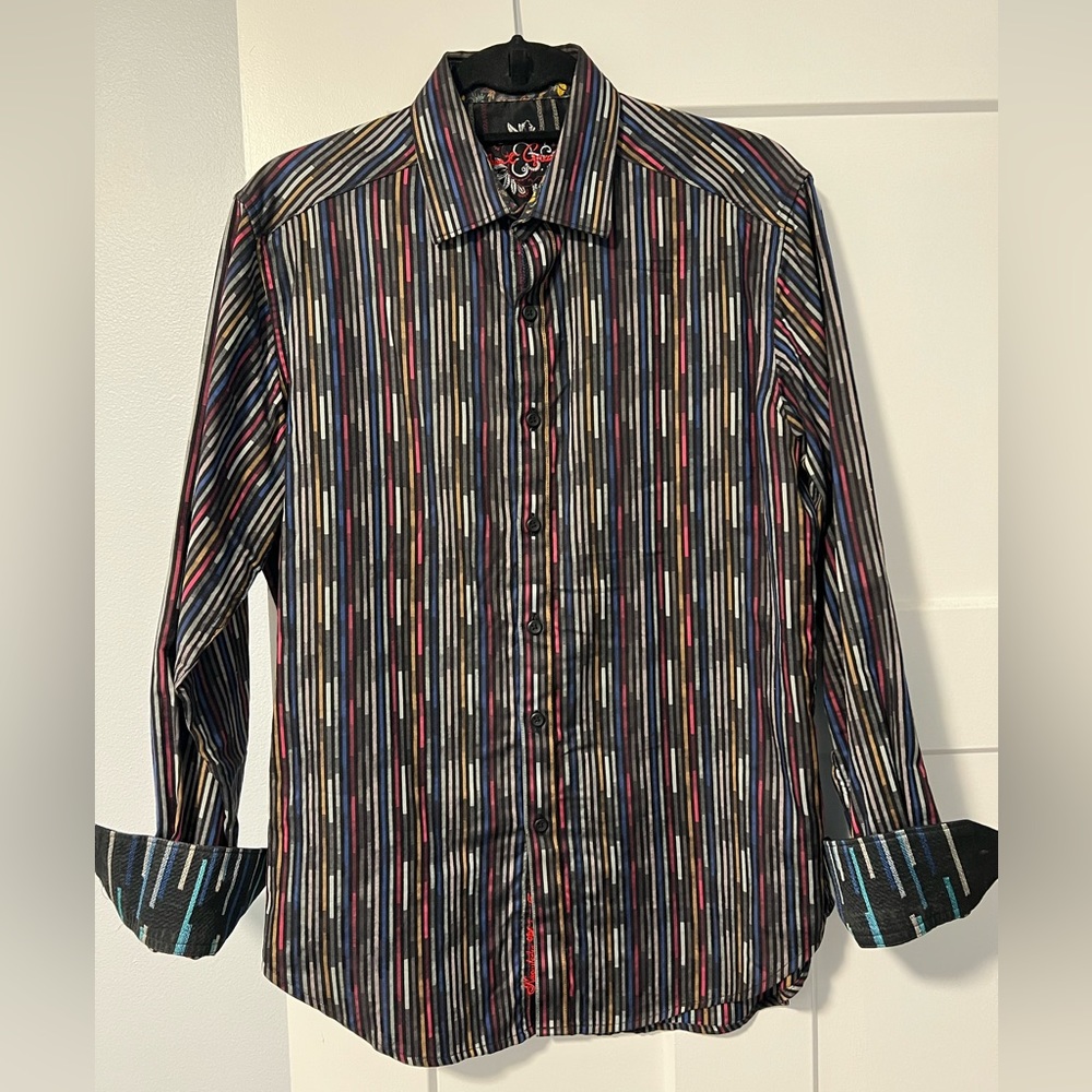 Robert graham black striped shirt with French cuffs